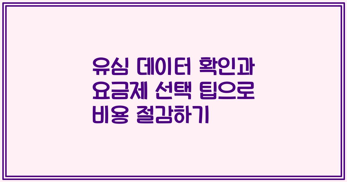 유심 데이터 확인과 요금제 선택 팁으로 비용 절감하기