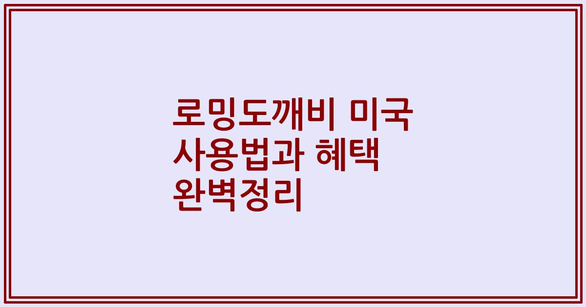로밍도깨비 미국 사용법과 혜택 완벽정리