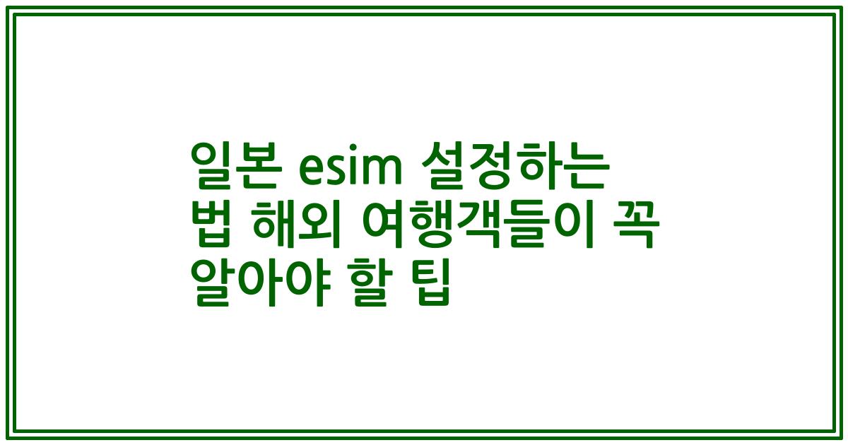 일본 esim 설정하는 법 해외 여행객들이 꼭 알아야 할 팁