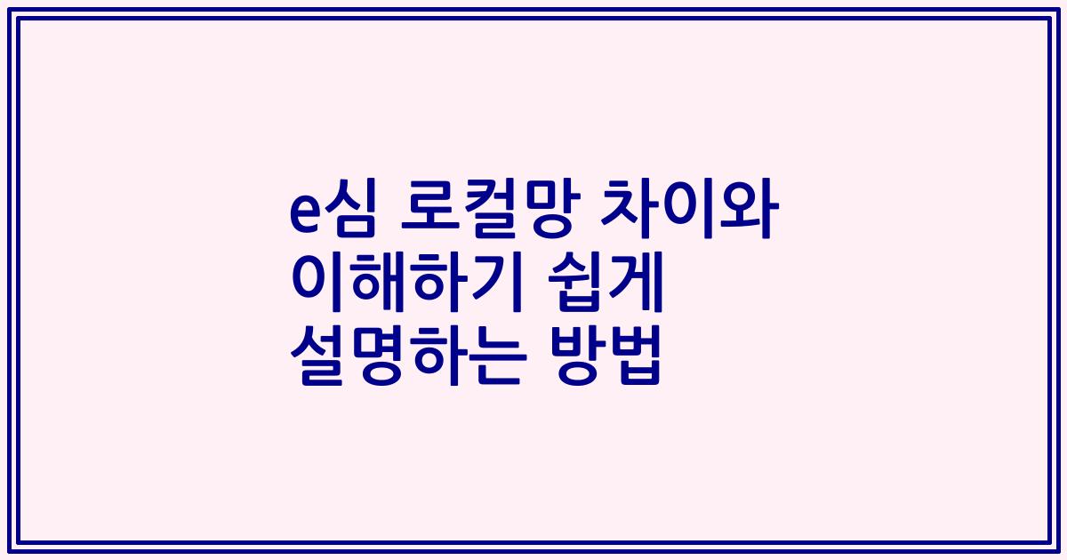 e심 로컬망 차이와 이해하기 쉽게 설명하는 방법