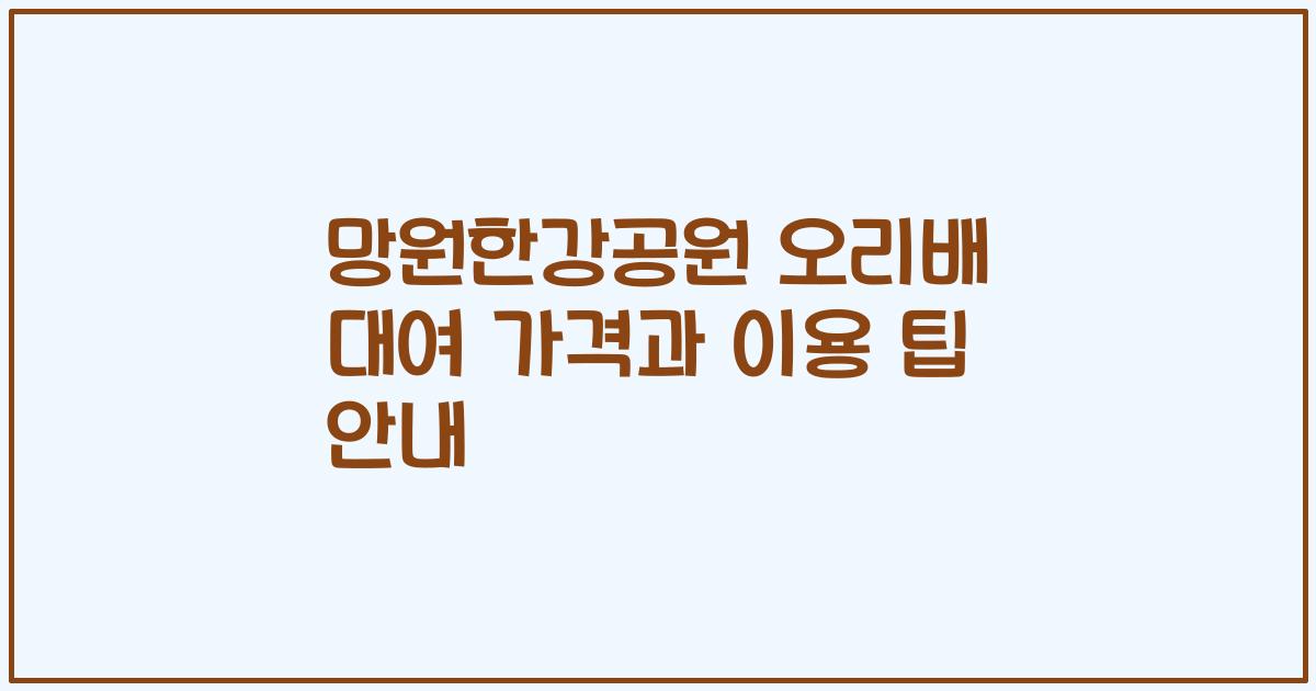 망원한강공원 오리배 대여 가격과 이용 팁 안내