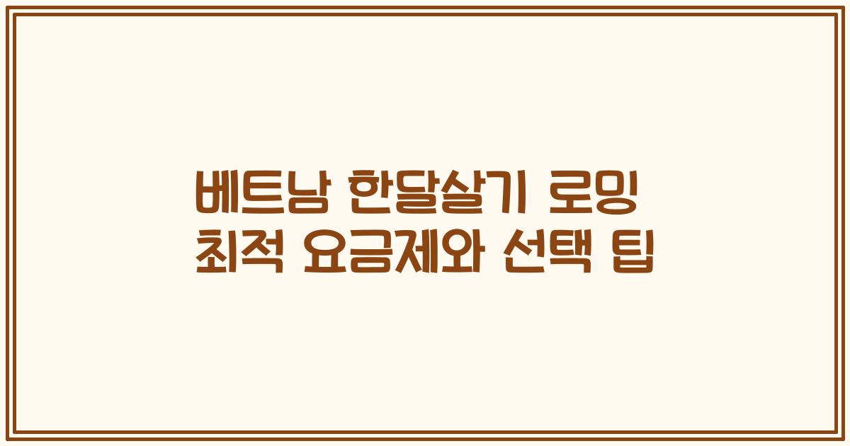 베트남 한달살기 로밍 최적 요금제와 선택 팁