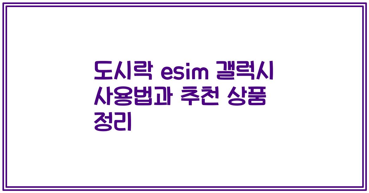 도시락 esim 갤럭시 사용법과 추천 상품 정리
